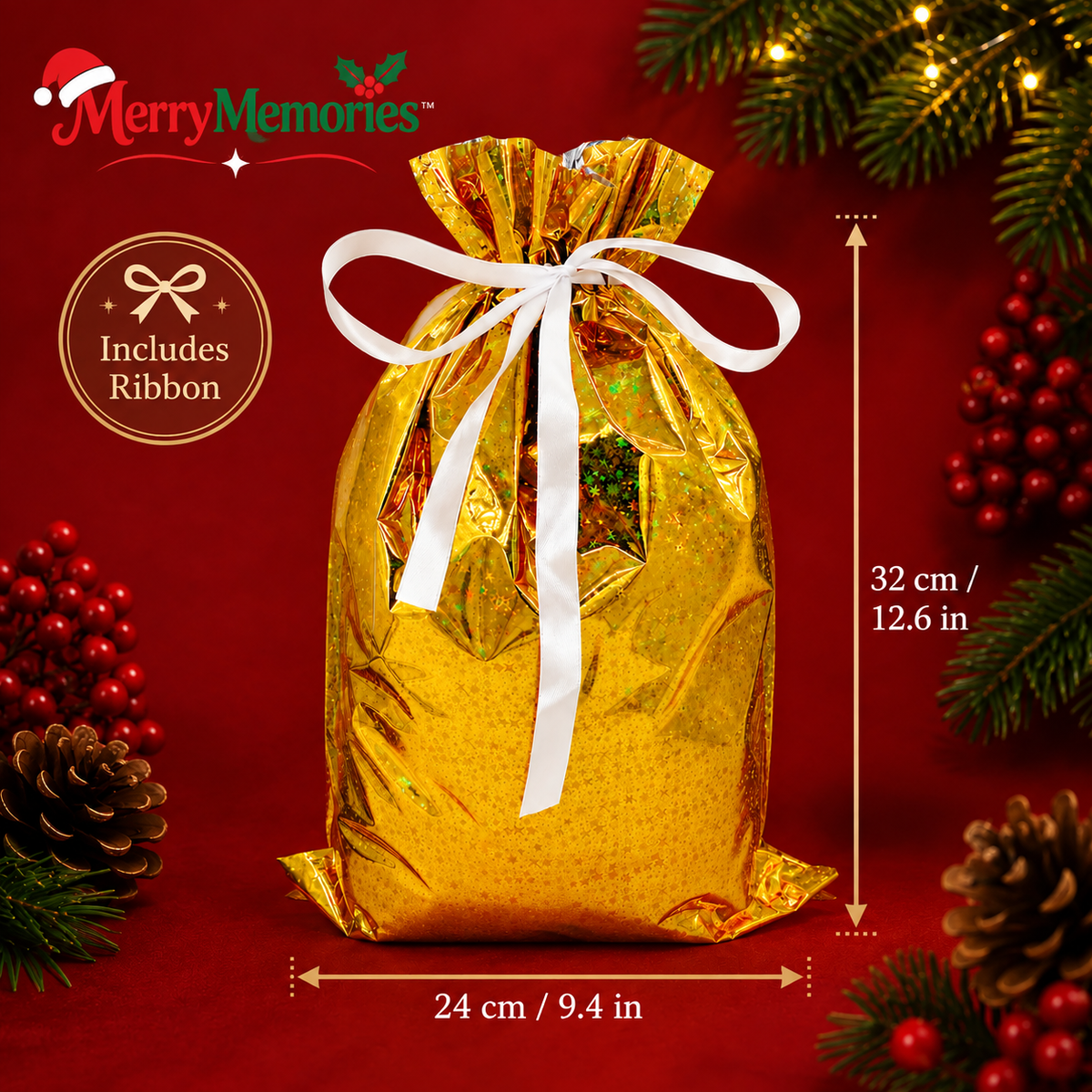 Christmas Gift Bag + Ribbon